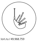 Bagpipes icon black color in round circle outline vector illustration. Стоковая иллюстрация, агентство Ingram Publishing / Фотобанк Лори
