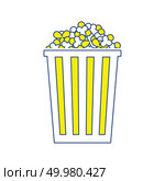 Cinema popcorn icon. Thin line design. Vector illustration. Стоковое фото, агентство Ingram Publishing / Фотобанк Лори