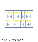Baseball scoreboard icon. Thin line design. Vector illustration. Стоковое фото, агентство Ingram Publishing / Фотобанк Лори