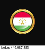 Tajikistan flag Golden button. Стоковая иллюстрация, агентство Ingram Publishing / Фотобанк Лори