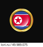Korea North flag Golden button. Стоковая иллюстрация, агентство Ingram Publishing / Фотобанк Лори