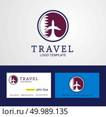 Travel Qatar Creative Circle flag Logo and Business card design. Стоковая иллюстрация, агентство Ingram Publishing / Фотобанк Лори