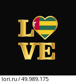 Love typography Togo flag design vector Gold lettering. Стоковая иллюстрация, агентство Ingram Publishing / Фотобанк Лори