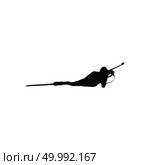 Biathlon sportsman silhouette. Black on white.  Vector illustration. Стоковая иллюстрация, агентство Ingram Publishing / Фотобанк Лори