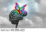 Autistic brain and autism disorder symptoms or asperger syndrome as a neurology icon and mental health spectrum diagnosis concept with 3D illustration elements. Стоковое фото, агентство Ingram Publishing / Фотобанк Лори