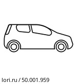 Mini car Compact shape for travel racing icon black color vector illustration flat style simple image outline. Стоковая иллюстрация, агентство Ingram Publishing / Фотобанк Лори