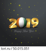2019 Happy New Year Cote d Ivoire / Ivory Coast Flag Typography. Abstract Celebration background. Стоковая иллюстрация, агентство Ingram Publishing / Фотобанк Лори