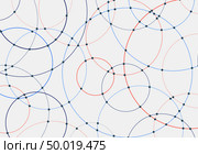 Abstract blue and red circles lines round overlay white background and connecting dots technology concept for your design. Vector Illustration. Стоковая иллюстрация, агентство Ingram Publishing / Фотобанк Лори