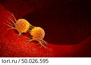 Cancer cell dividing and treatment for malignant cancer cells in a human body caused by carcinogens and genetics with a cancerous cell as an immunotherapy symbol and medical therapy as a 3D illustration. Стоковое фото, агентство Ingram Publishing / Фотобанк Лори
