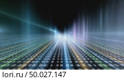 Digital data stream flowing on grid in cyberspace. Стоковое AI-видео, аниматор Юрий Поздников / Фотобанк Лори
