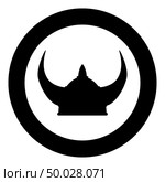 Viking helmet icon black color vector illustration flat style simple imagein circle round. Стоковая иллюстрация, агентство Ingram Publishing / Фотобанк Лори
