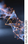 Plexus abstract network growing and connecting with orange and blue particles. Стоковое AI-видео, аниматор Юрий Поздников / Фотобанк Лори