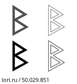 Berkana rune birch birth icon set grey black color vector illustration outline flat style simple image. Стоковая иллюстрация, агентство Ingram Publishing / Фотобанк Лори