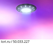 Flying saucer in subspace, science fiction 3D graphics. illustration. Стоковое фото, агентство Ingram Publishing / Фотобанк Лори