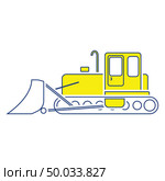 Icon of Construction bulldozer. Thin line design. Vector illustration. Стоковая иллюстрация, агентство Ingram Publishing / Фотобанк Лори