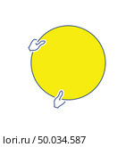 Icon of hand holding photography reflector. Thin line design. Vector illustration. Стоковое фото, агентство Ingram Publishing / Фотобанк Лори