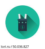 Electric transformer icon. Flat color design. Vector illustration. Стоковая иллюстрация, агентство Ingram Publishing / Фотобанк Лори