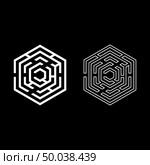 Hexagonal Maze Hexagon maze Labyrinth with six corner icon set white color vector illustration flat style simple image. Стоковая иллюстрация, агентство Ingram Publishing / Фотобанк Лори