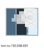 Mailing Icon. Opened Window With Flying Out Mails. Flat color design. Data series. Vector illustration. Стоковая иллюстрация, агентство Ingram Publishing / Фотобанк Лори