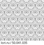 Damask Seamless Pattern. Elegant Outline  Design in Royal Baroque Style Background Texture. Floral and Swirl Element. Ideal for Textile Print and Wallpapers.Vector Illustration. Стоковое фото, агентство Ingram Publishing / Фотобанк Лори