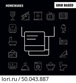 Home wares Line Icons Set For Infographics, Mobile UX/UI Kit And Print Design. Include: Appliances, Home, Home Ware, House, Pan, Bathroom, Furniture, Icon Set - Vector. Стоковая иллюстрация, агентство Ingram Publishing / Фотобанк Лори