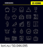 Home wares Line Icons Set For Infographics, Mobile UX/UI Kit And Print Design. Include: Appliances, Home, Home Ware, House, Pan, Bathroom, Furniture, Icon Set - Vector. Стоковая иллюстрация, агентство Ingram Publishing / Фотобанк Лори