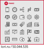 Finance Line Icons Set For Infographics, Mobile UX/UI Kit And Print Design. Include: Pie Chart, Graph, Business, Presentation, Bell, Ringing, Ring, Collection Modern Infographic Logo and Pictogram. - Vector. Стоковая иллюстрация, агентство Ingram Publishing / Фотобанк Лори