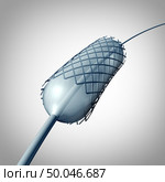 Catheter stent implantation medical procedure equipment concept as a circulatory medicine symbol for coronary angioplasty as an atherosclerosis treatment as a symbol for cardiology surgery as a 3D illustration. Стоковое фото, агентство Ingram Publishing / Фотобанк Лори