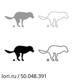 The dog poops icon set black grey color vector illustration flat style simple image. Стоковая иллюстрация, агентство Ingram Publishing / Фотобанк Лори