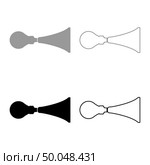 Car horn Klaxon vintage style Car single tube air horn Hooter Car whistle Siren Buzzer icon set black grey color vector illustration flat style simple image. Стоковая иллюстрация, агентство Ingram Publishing / Фотобанк Лори