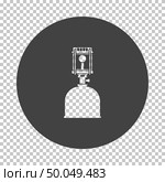 Camping gas burner lamp icon. Subtract stencil design on tranparency grid. Vector illustration. Стоковая иллюстрация, агентство Ingram Publishing / Фотобанк Лори
