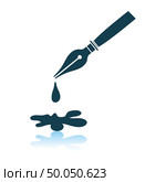 Fountain pen with blot icon. Shadow reflection design. Vector illustration. Стоковая иллюстрация, агентство Ingram Publishing / Фотобанк Лори
