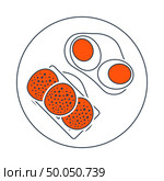 Icon Of Omlet And Sandwich. Thin Line With Red Fill Design. Vector Illustration. Стоковая иллюстрация, агентство Ingram Publishing / Фотобанк Лори