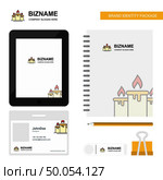 Candle Business Logo, Tab App, Diary PVC Employee Card and USB Brand Stationary Package Design Vector Template. Стоковая иллюстрация, агентство Ingram Publishing / Фотобанк Лори