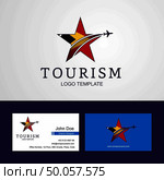 Travel East Timor flag Creative Star Logo and Business card design. Стоковая иллюстрация, агентство Ingram Publishing / Фотобанк Лори
