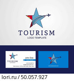 Travel Mongolia flag Creative Star Logo and Business card design. Стоковая иллюстрация, агентство Ingram Publishing / Фотобанк Лори