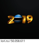 2019 Golden Typography with Botswana Flag. Happy New Year Lettering. Стоковая иллюстрация, агентство Ingram Publishing / Фотобанк Лори