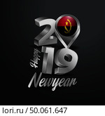 Happy New Year 2019 Grey Typography with Angola Flag Location Pin. Country Flag  Design. Стоковая иллюстрация, агентство Ingram Publishing / Фотобанк Лори