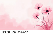 Dreamy impressionistic pink floral art with soft pastel background and delicate flowers. Стоковое AI-изображение, AI-художник Андрей Бакусов / Фотобанк Лори