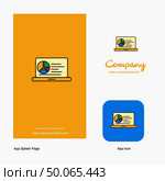 Presentation on laptop  Company Logo App Icon and Splash Page Design. Creative Business App Design Elements. Стоковая иллюстрация, агентство Ingram Publishing / Фотобанк Лори