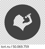 Karaoke womans silhouette icon. Subtract stencil design on tranparency grid. Vector illustration. Стоковая иллюстрация, агентство Ingram Publishing / Фотобанк Лори