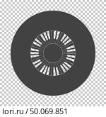 Piano circle keyboard icon. Subtract stencil design on tranparency grid. Vector illustration. Стоковое фото, агентство Ingram Publishing / Фотобанк Лори
