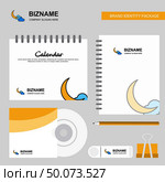 Crescent Logo, Calendar Template, CD Cover, Diary and USB Brand Stationary Package Design Vector Template. Стоковая иллюстрация, агентство Ingram Publishing / Фотобанк Лори