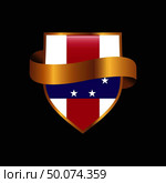Netherlands Antilles flag Golden badge design vector. Стоковая иллюстрация, агентство Ingram Publishing / Фотобанк Лори