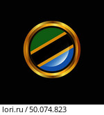 Tanzania flag Golden button. Стоковая иллюстрация, агентство Ingram Publishing / Фотобанк Лори
