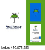 Raining and Umbrella Creative Logo and business card. vertical Design Vector. Стоковая иллюстрация, агентство Ingram Publishing / Фотобанк Лори