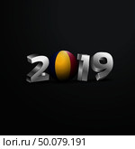 2019 Grey Typography with Chad Flag. Happy New Year Lettering. Стоковая иллюстрация, агентство Ingram Publishing / Фотобанк Лори