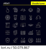 Army Hand Drawn Icons Set For Infographics, Mobile UX/UI Kit And Print Design. Include: Monitor, Badge, Enforcement, Law, Army, Barbed Wire, French, Icon Set - Vector. Стоковая иллюстрация, агентство Ingram Publishing / Фотобанк Лори