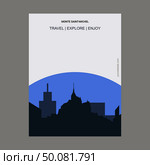 Monte Saint- michel, France Vintage Style Landmark Poster Template. Стоковая иллюстрация, агентство Ingram Publishing / Фотобанк Лори