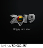 Happy New Year 2019 Grey Typography with Togo Flag Location Pin. Country Flag  Design. Стоковая иллюстрация, агентство Ingram Publishing / Фотобанк Лори